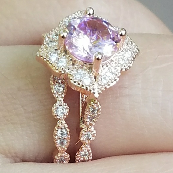 NEW Rose Gold Pink Round Cut Ring - Picture 4 of 4